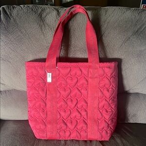 Victoria’s Secret Red Heart Quilted Tote Bag